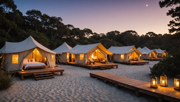 Camping de luxe à proximité des sables et de la mer