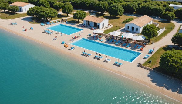 Quel camping sur l'Ile de Ré dispose d'une piscine et permet de découvrir le tourisme en Vendée?
